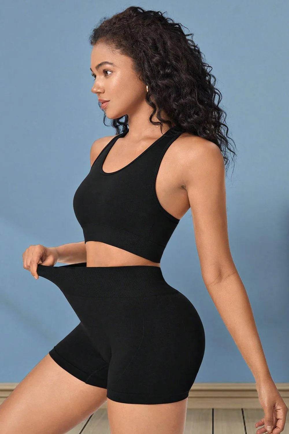 Bona Fide Fashion - Cropped Active Tank and Shorts Set - Women Fashion - Bona Fide Fashion