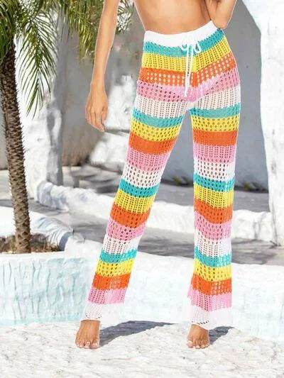 Cutout Contrast High Waist Swim Pants – Trendy Tummy Control Bikini Bottoms - Bona Fide Fashion