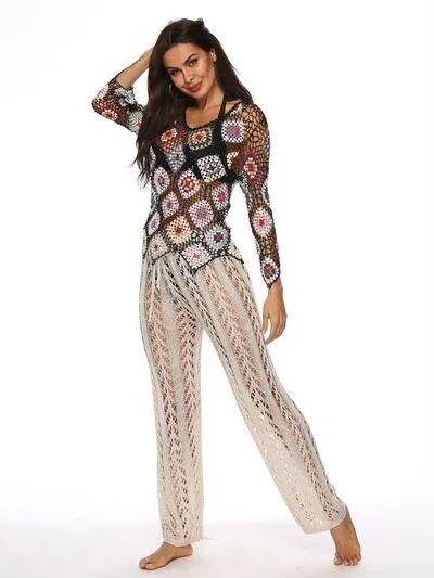 Cutout Drawstring High Waist Swim Pants – Stylish Adjustable Bikini Bottoms for Women - Bona Fide Fashion