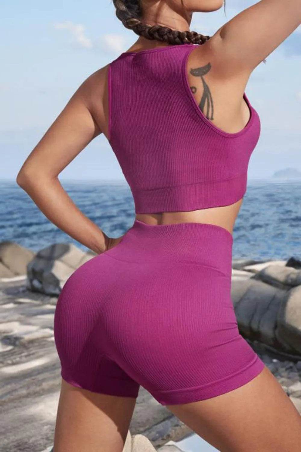 Women’s Cutout Two-Piece Sports Set – Trendy Activewear Outfit for Workouts - Bona Fide Fashion