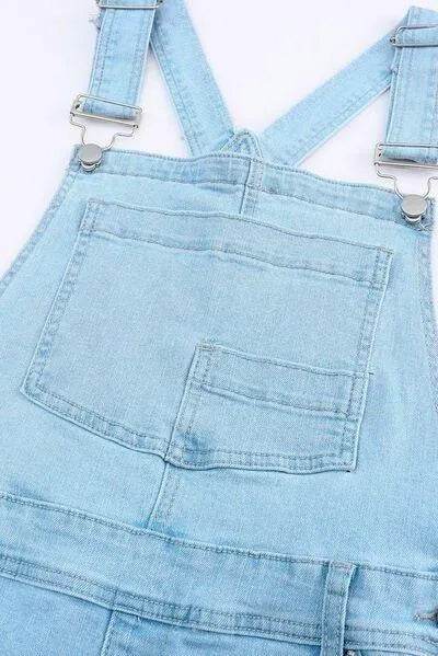 Distressed Denim Overalls with Pockets – Trendy Casual Outfit for Women - Bona Fide Fashion