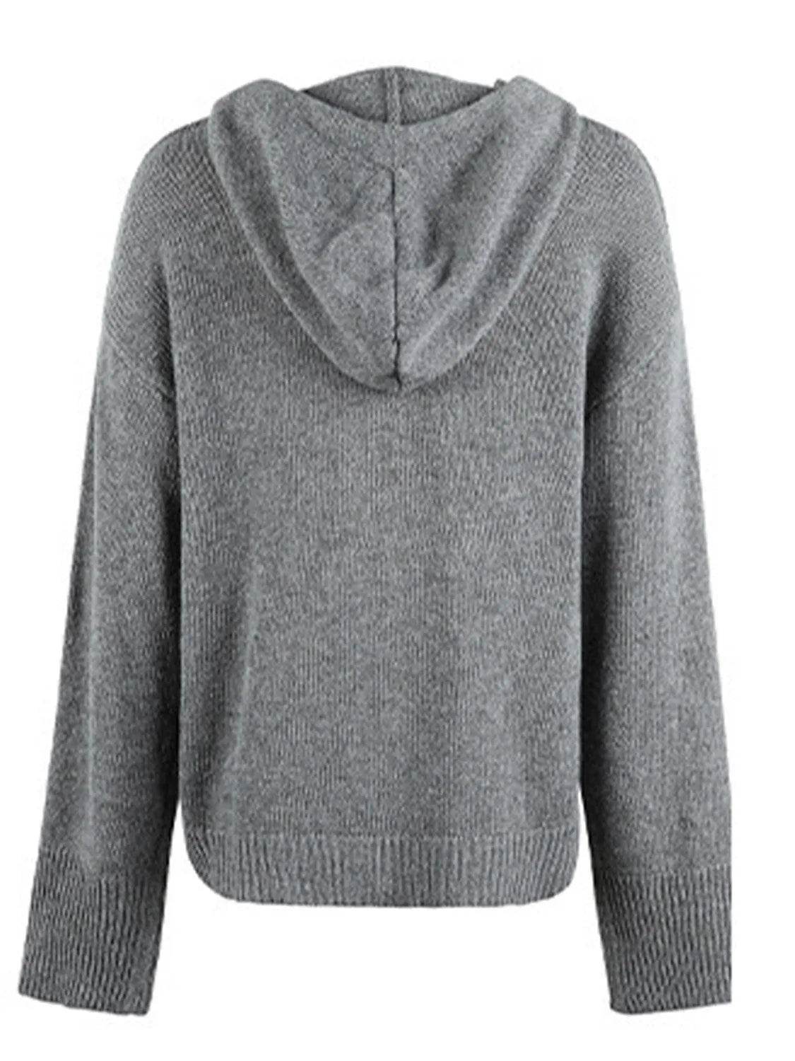 Bona Fide Fashion - Drawstring Button Up Hooded Cardigan - Women Fashion - Bona Fide Fashion