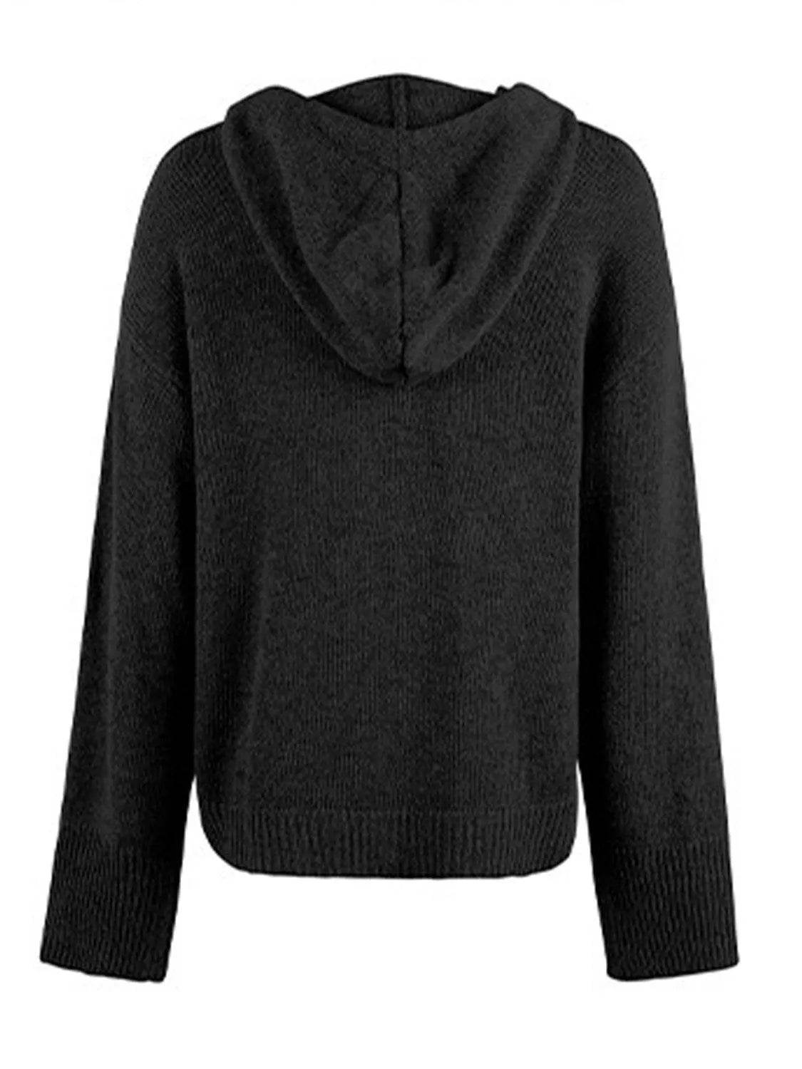 Bona Fide Fashion - Drawstring Button Up Hooded Cardigan - Women Fashion - Bona Fide Fashion