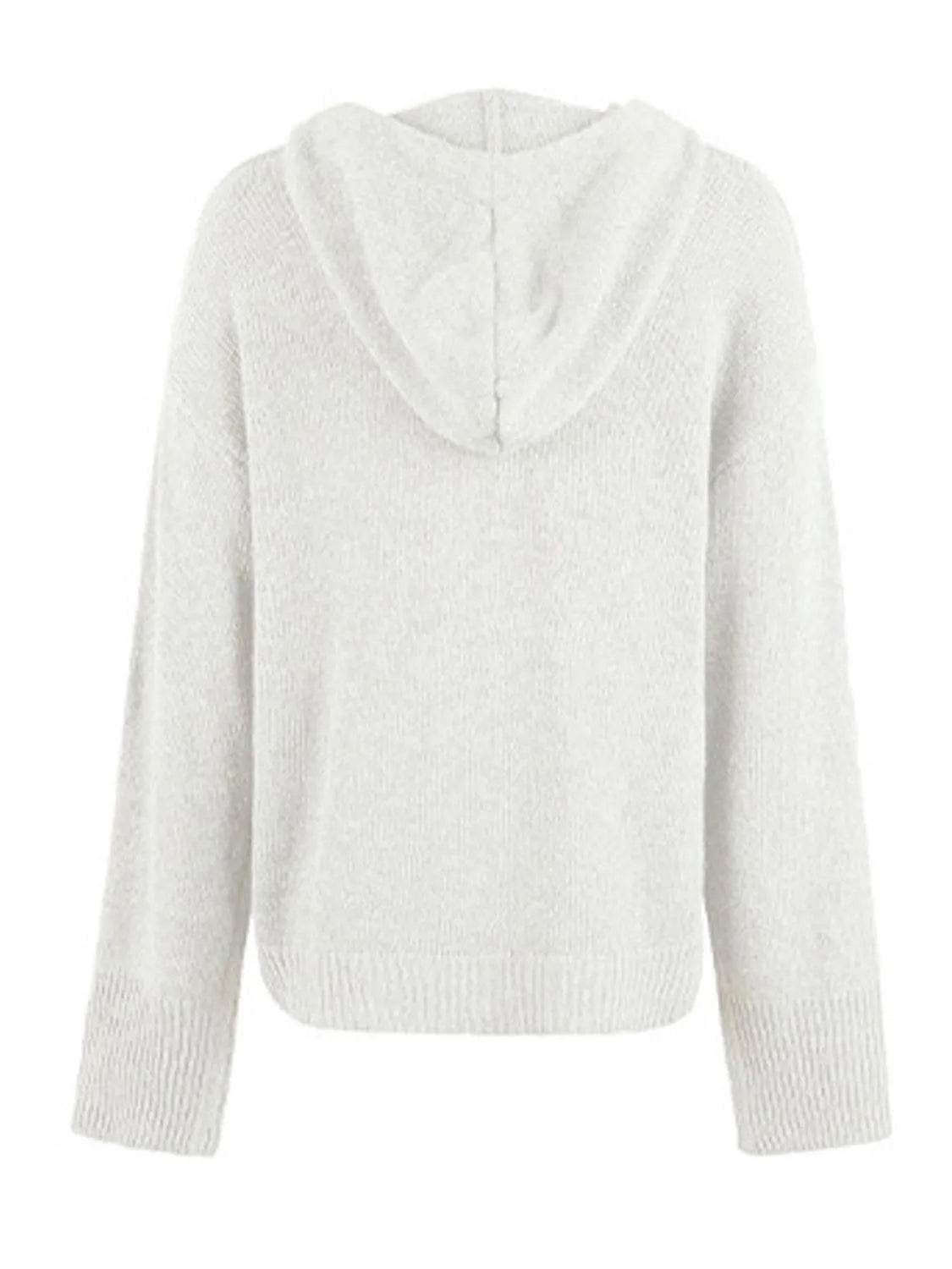 Bona Fide Fashion - Drawstring Button Up Hooded Cardigan - Women Fashion - Bona Fide Fashion