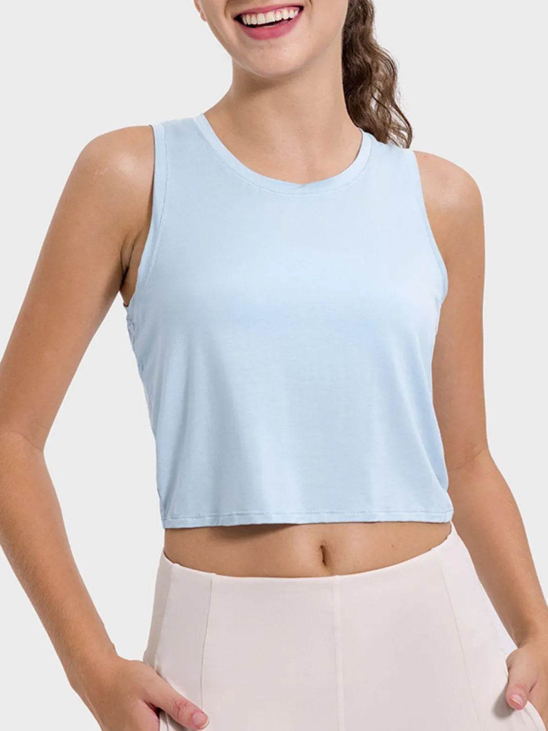 Drawstring Cutout Round Neck Active Tank – Stylish Workout Top for Women - Bona Fide Fashion