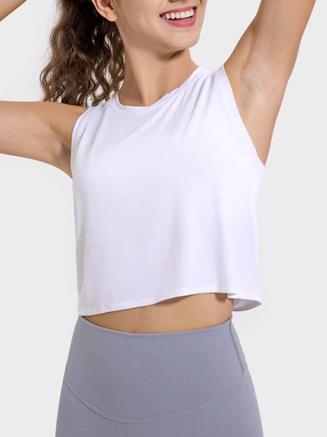 Drawstring Cutout Round Neck Active Tank – Stylish Workout Top for Women - Bona Fide Fashion