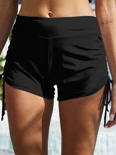 Drawstring Mid-Rise Waist Swim Shorts – Comfortable & Stylish Swim Bottoms for Women - Bona Fide Fashion