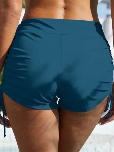 Drawstring Mid-Rise Waist Swim Shorts – Comfortable & Stylish Swim Bottoms for Women - Bona Fide Fashion