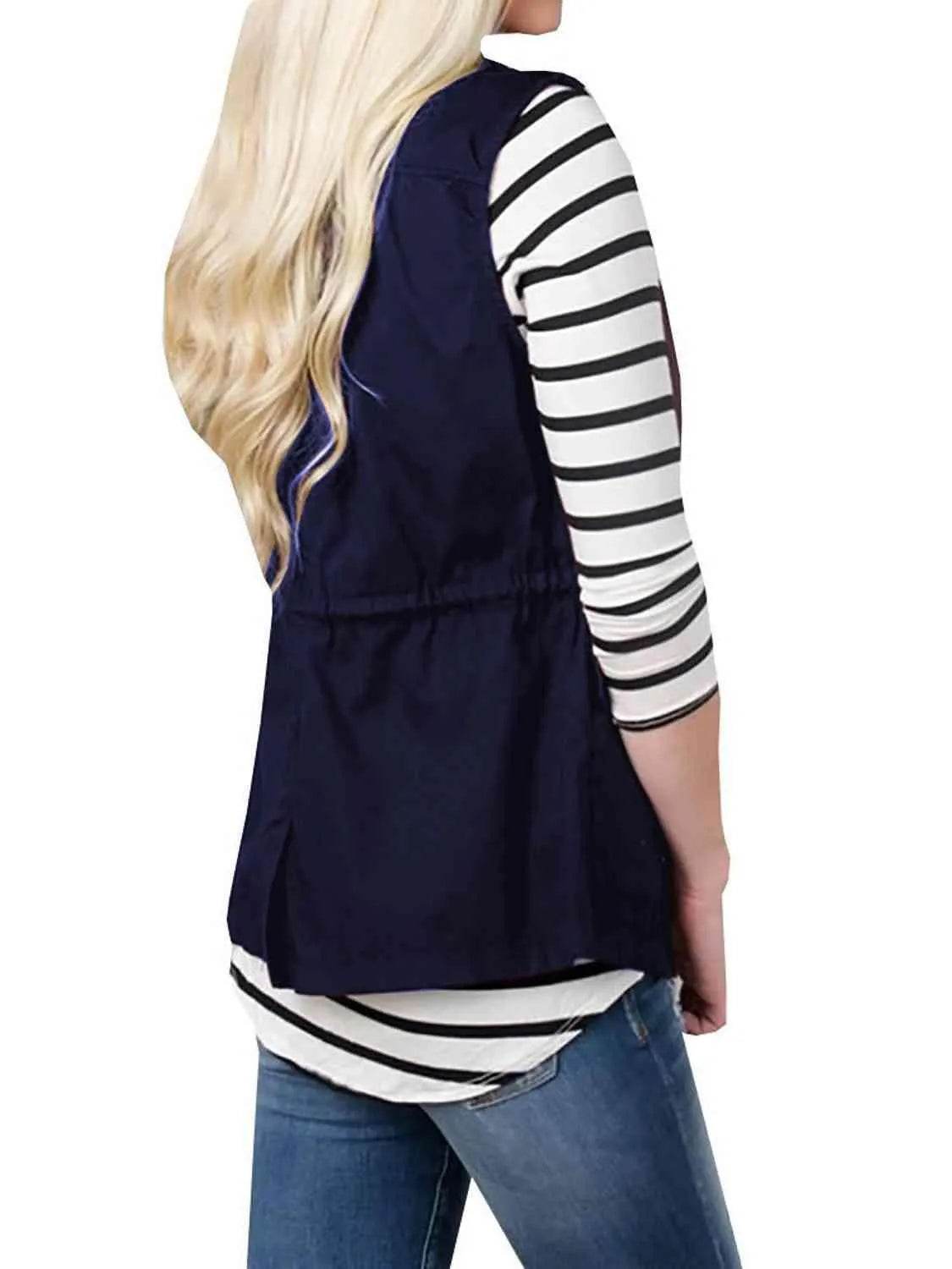 Bona Fide Fashion - Drawstring Waist Vest with Pockets - Women Fashion - Bona Fide Fashion