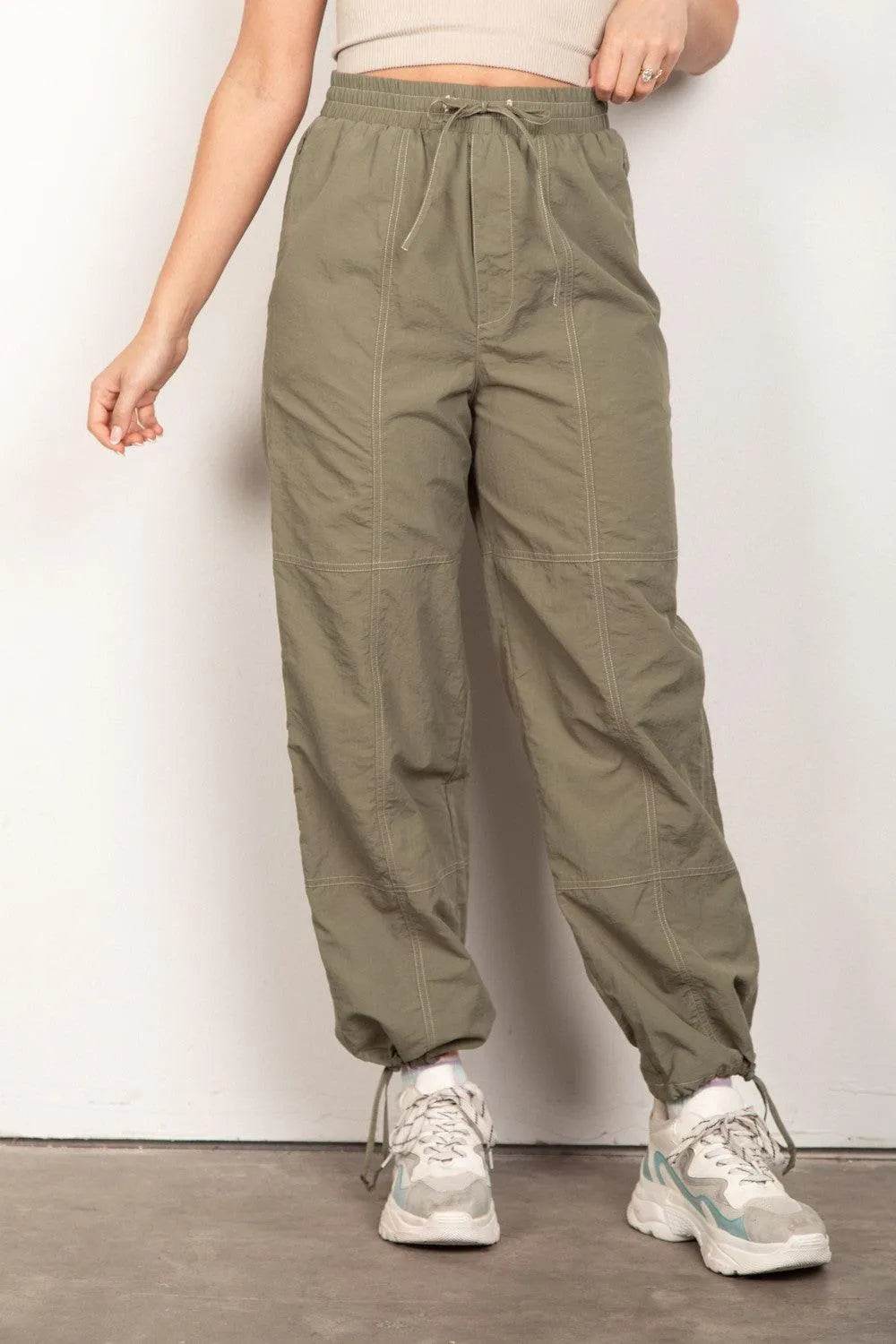 Bona Fide Fashion - Drawstring Woven Parachute Joggers - Women Fashion - Bona Fide Fashion