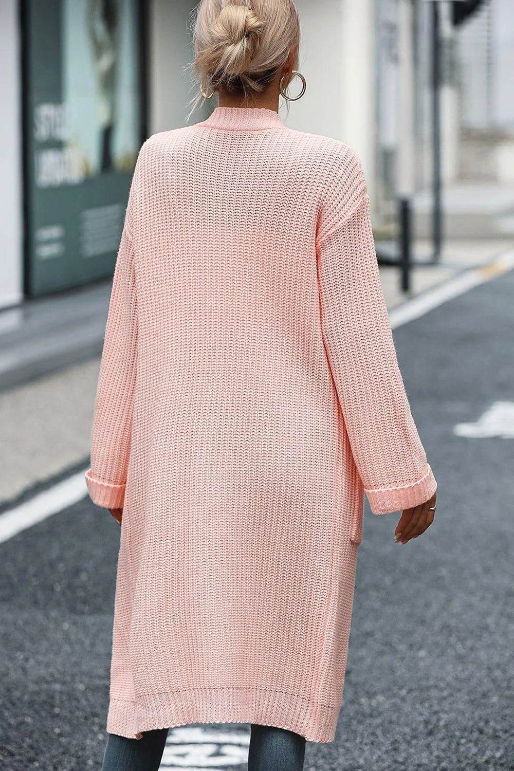 Bona Fide Fashion - Dropped Shoulder Long Sleeve Cardigan with Pocket - Women Fashion - Bona Fide Fashion