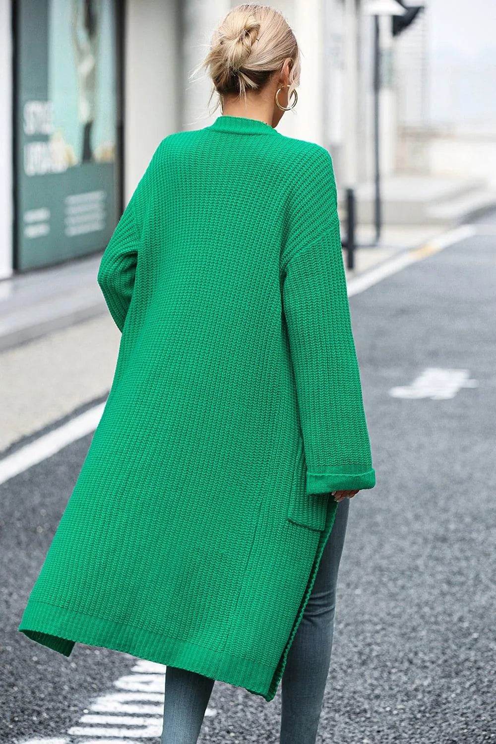 Bona Fide Fashion - Dropped Shoulder Long Sleeve Cardigan with Pocket - Women Fashion - Bona Fide Fashion