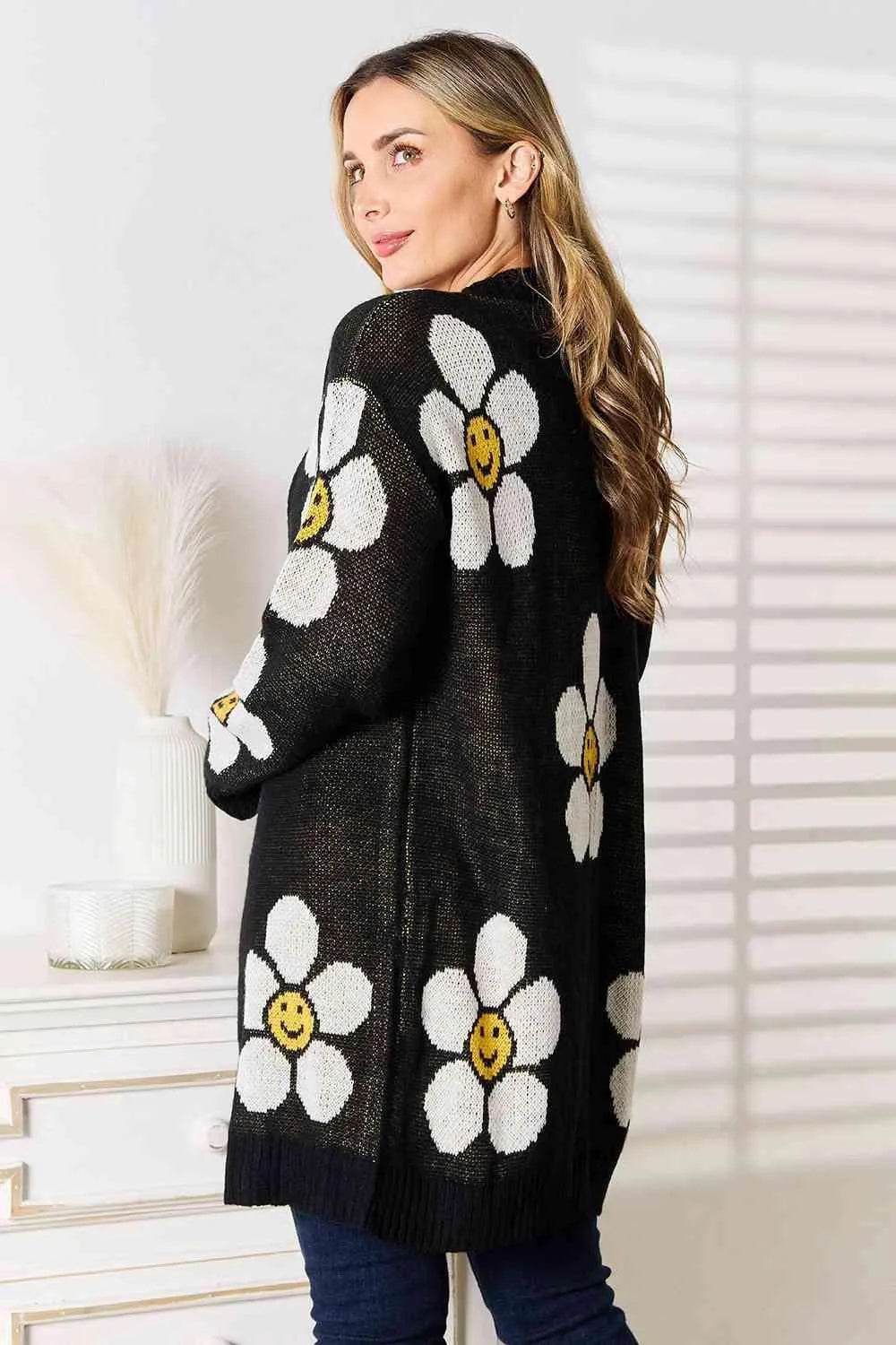 Bona Fide Fashion - Floral Button Down Longline Cardigan - Women Fashion - Bona Fide Fashion