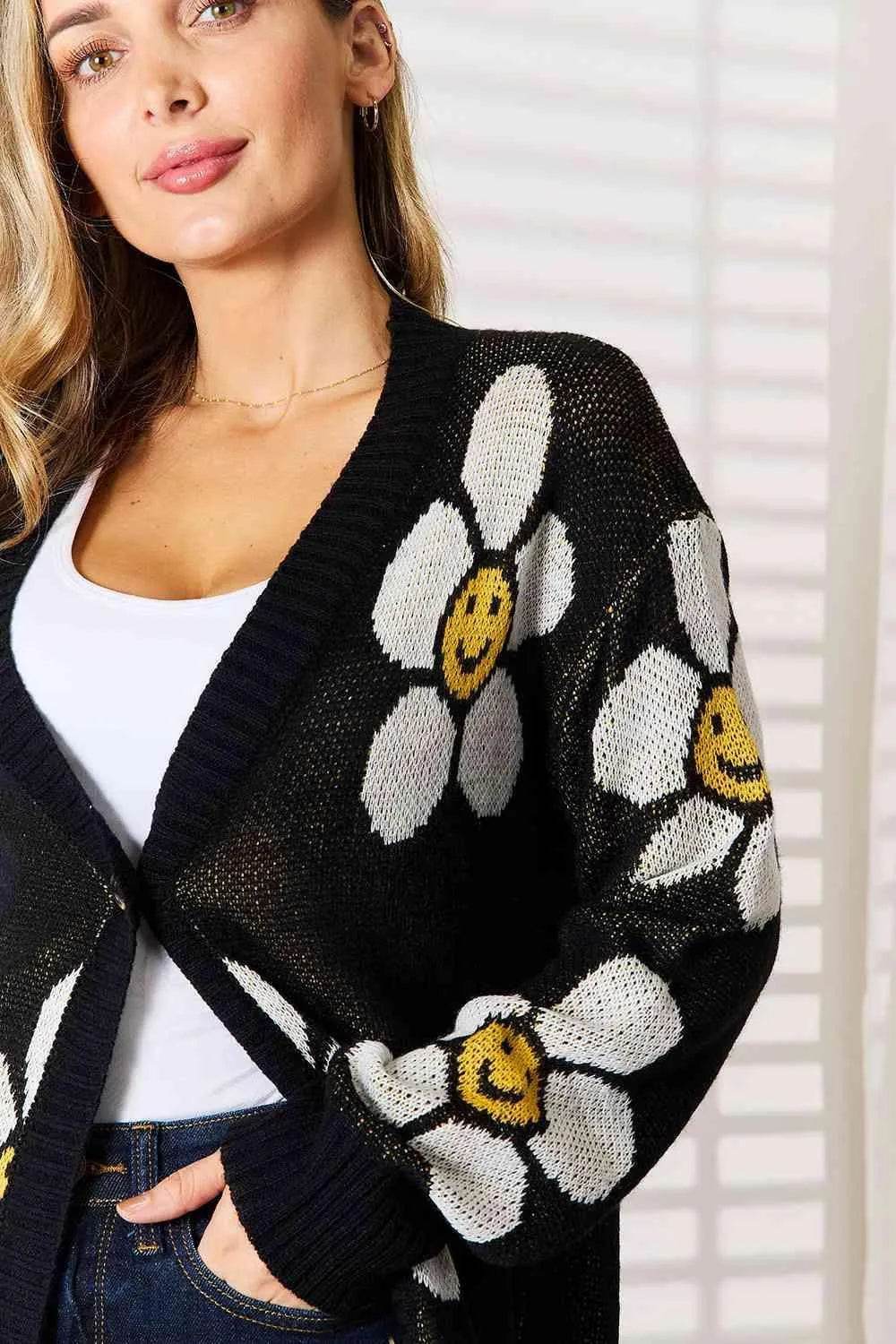 Bona Fide Fashion - Floral Button Down Longline Cardigan - Women Fashion - Bona Fide Fashion