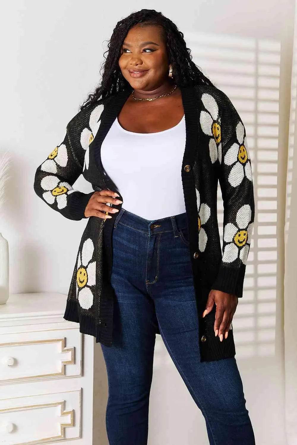 Bona Fide Fashion - Floral Button Down Longline Cardigan - Women Fashion - Bona Fide Fashion
