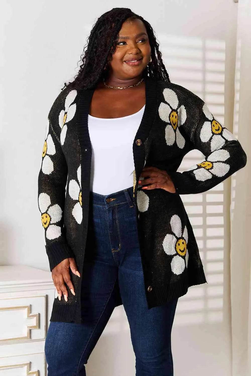 Bona Fide Fashion - Floral Button Down Longline Cardigan - Women Fashion - Bona Fide Fashion