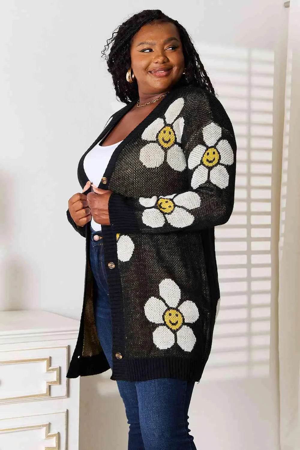 Bona Fide Fashion - Floral Button Down Longline Cardigan - Women Fashion - Bona Fide Fashion
