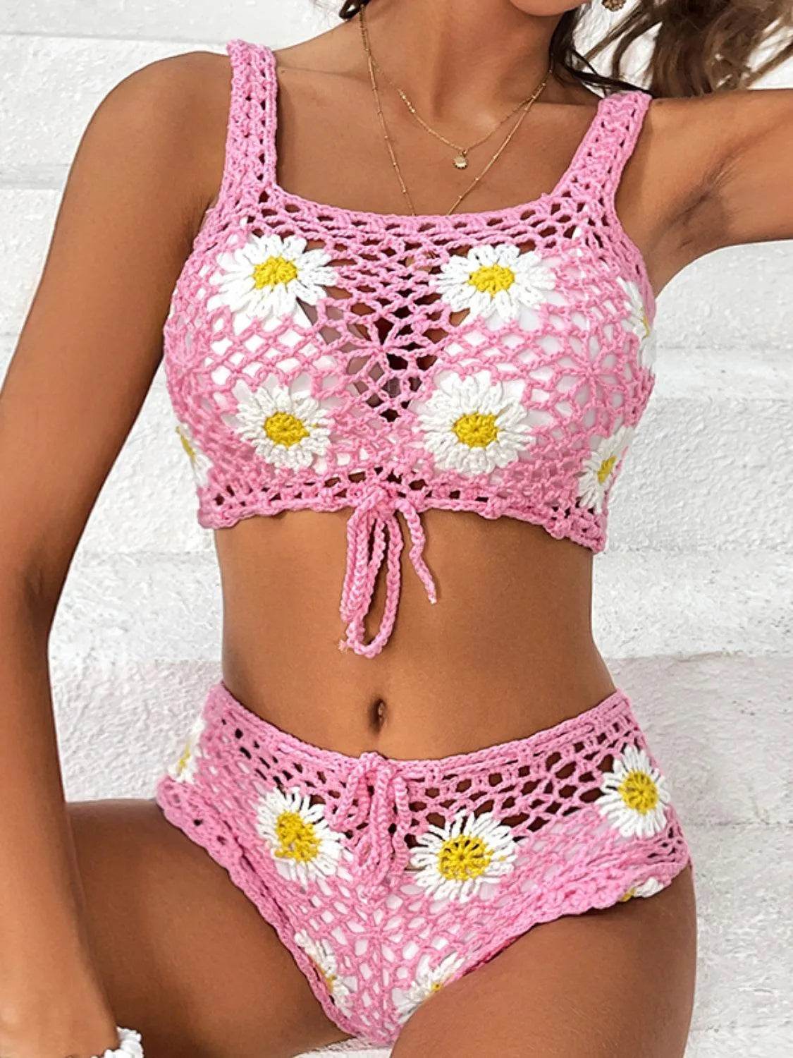 Flower Cutout Wide Strap Two-Piece Cover-Up – Stylish Swim Layering Set for Women - Bona Fide Fashion