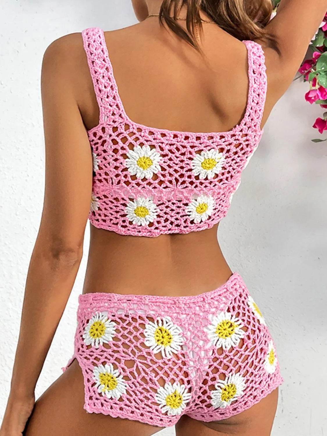 Flower Cutout Wide Strap Two-Piece Cover-Up – Stylish Swim Layering Set for Women - Bona Fide Fashion
