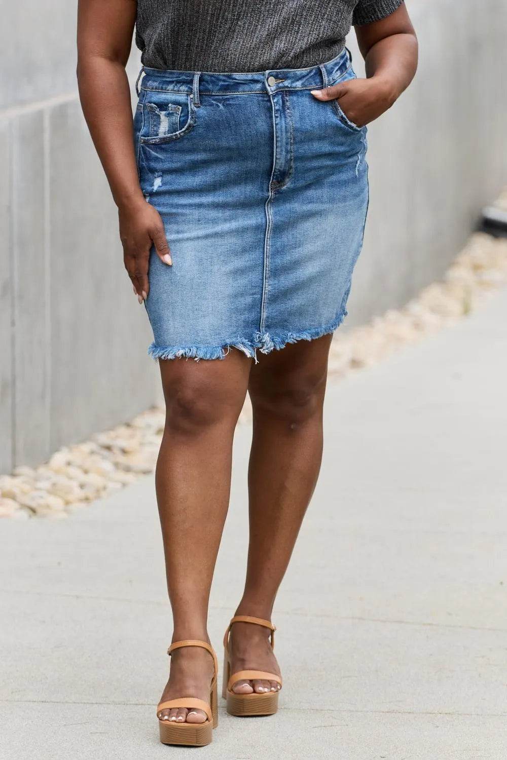 Bona Fide Fashion - Full Size Denim Mini Skirt - Women Fashion - Bona Fide Fashion