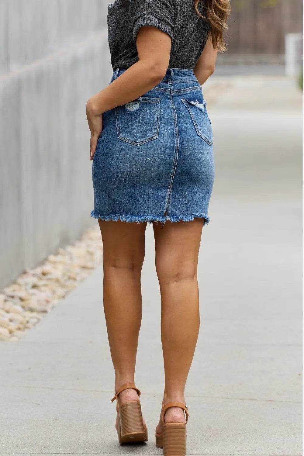 Bona Fide Fashion - Full Size Denim Mini Skirt - Women Fashion - Bona Fide Fashion