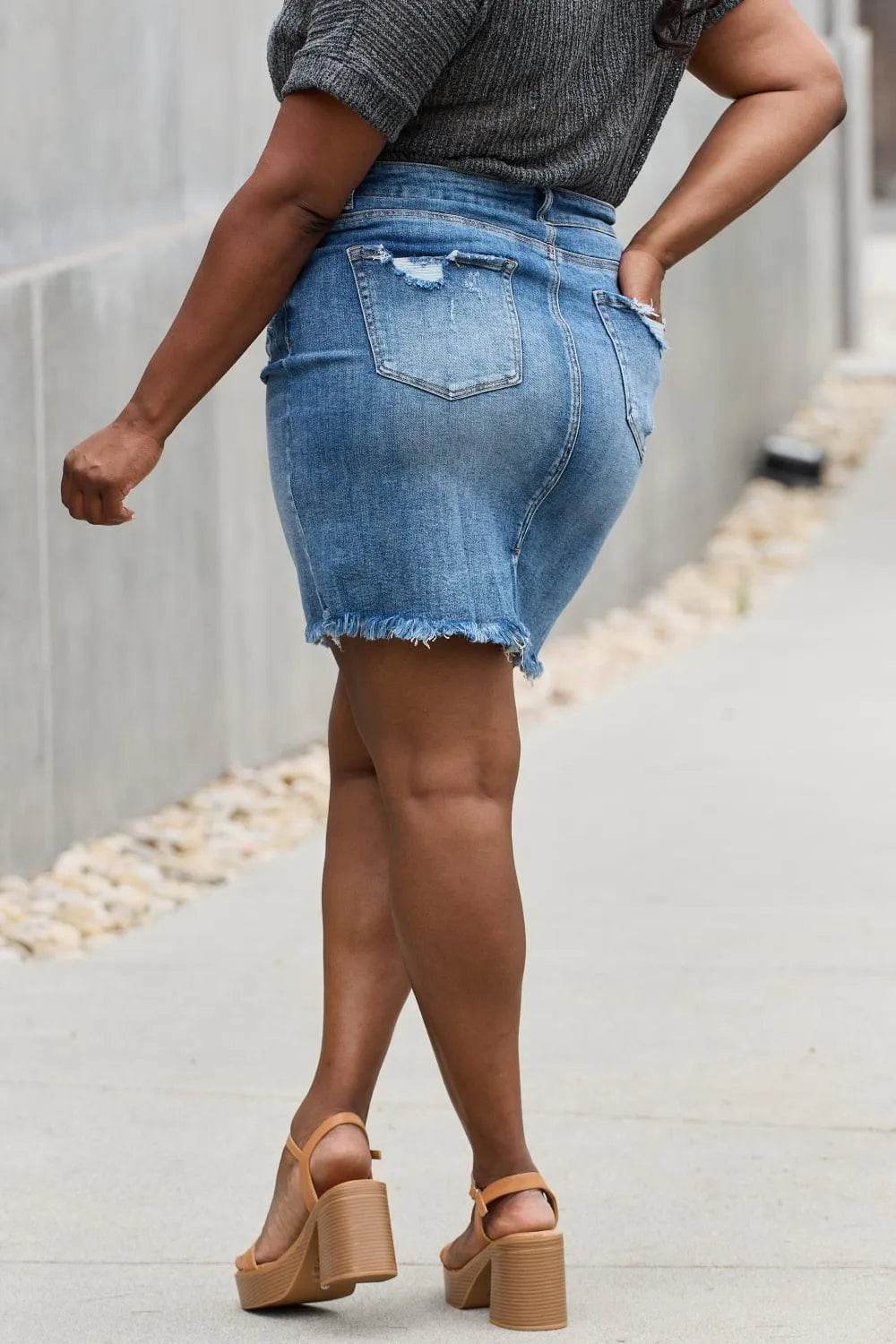 Bona Fide Fashion - Full Size Denim Mini Skirt - Women Fashion - Bona Fide Fashion