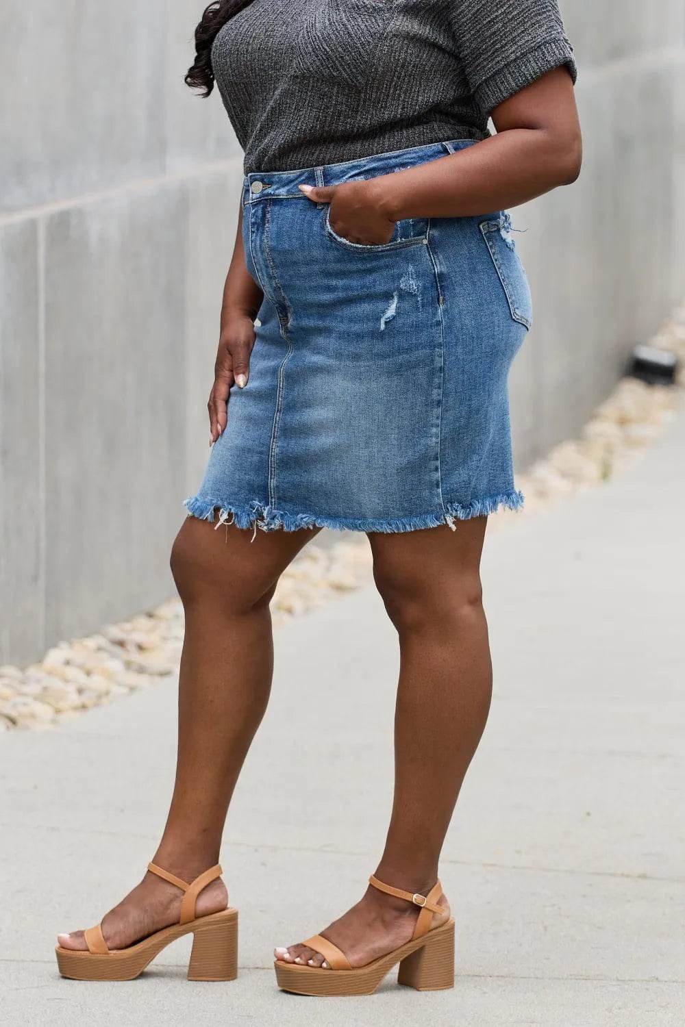 Bona Fide Fashion - Full Size Denim Mini Skirt - Women Fashion - Bona Fide Fashion