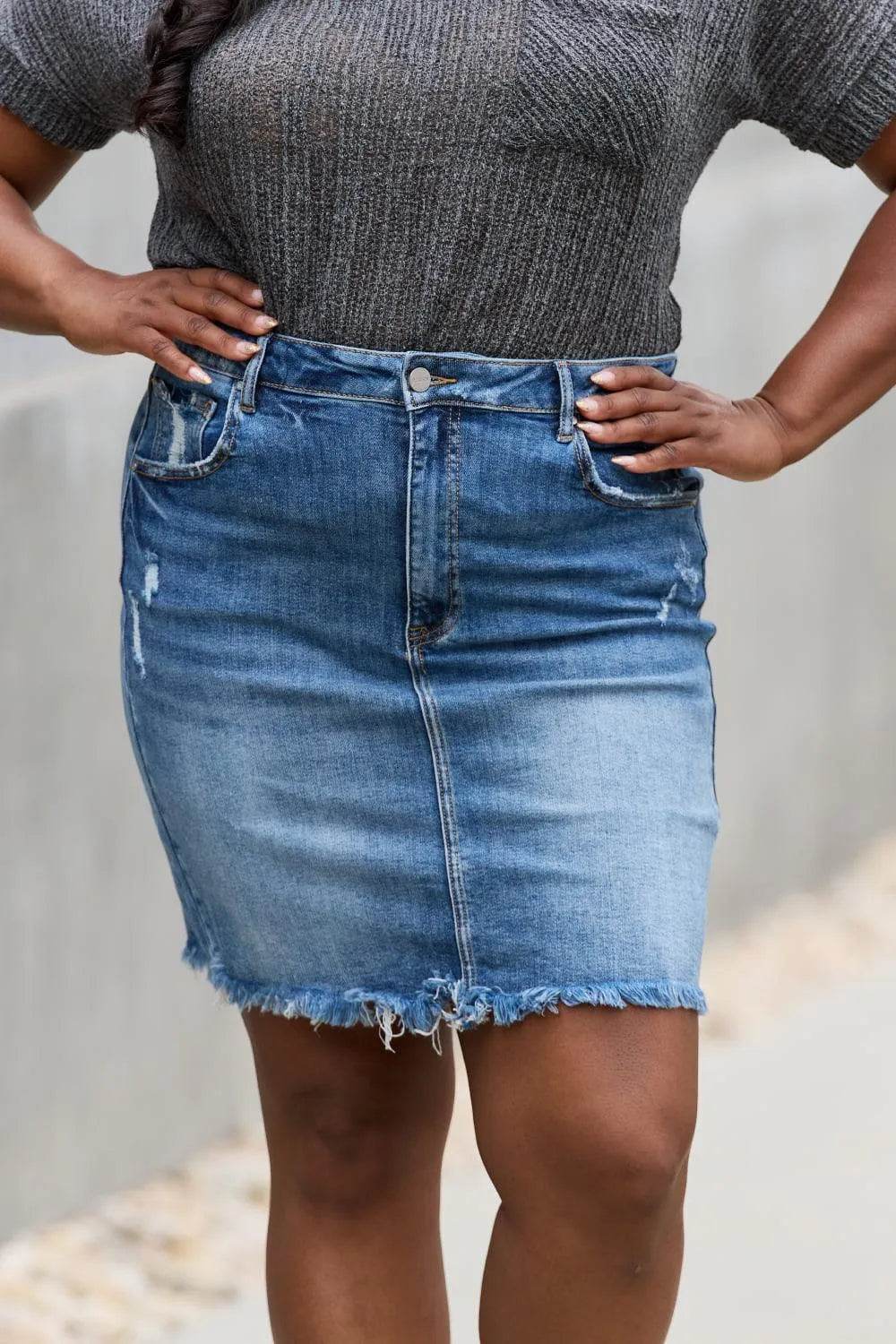 Bona Fide Fashion - Full Size Denim Mini Skirt - Women Fashion - Bona Fide Fashion