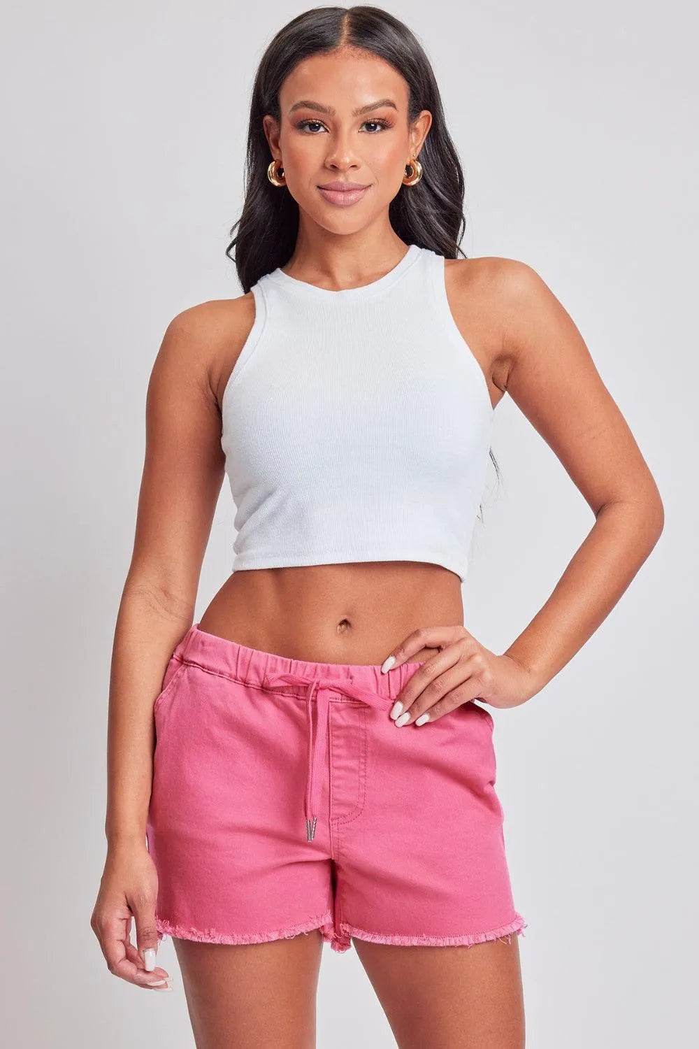 Bona Fide Fashion - Full Size Drawstring Raw Hem Shorts - Women Fashion - Bona Fide Fashion