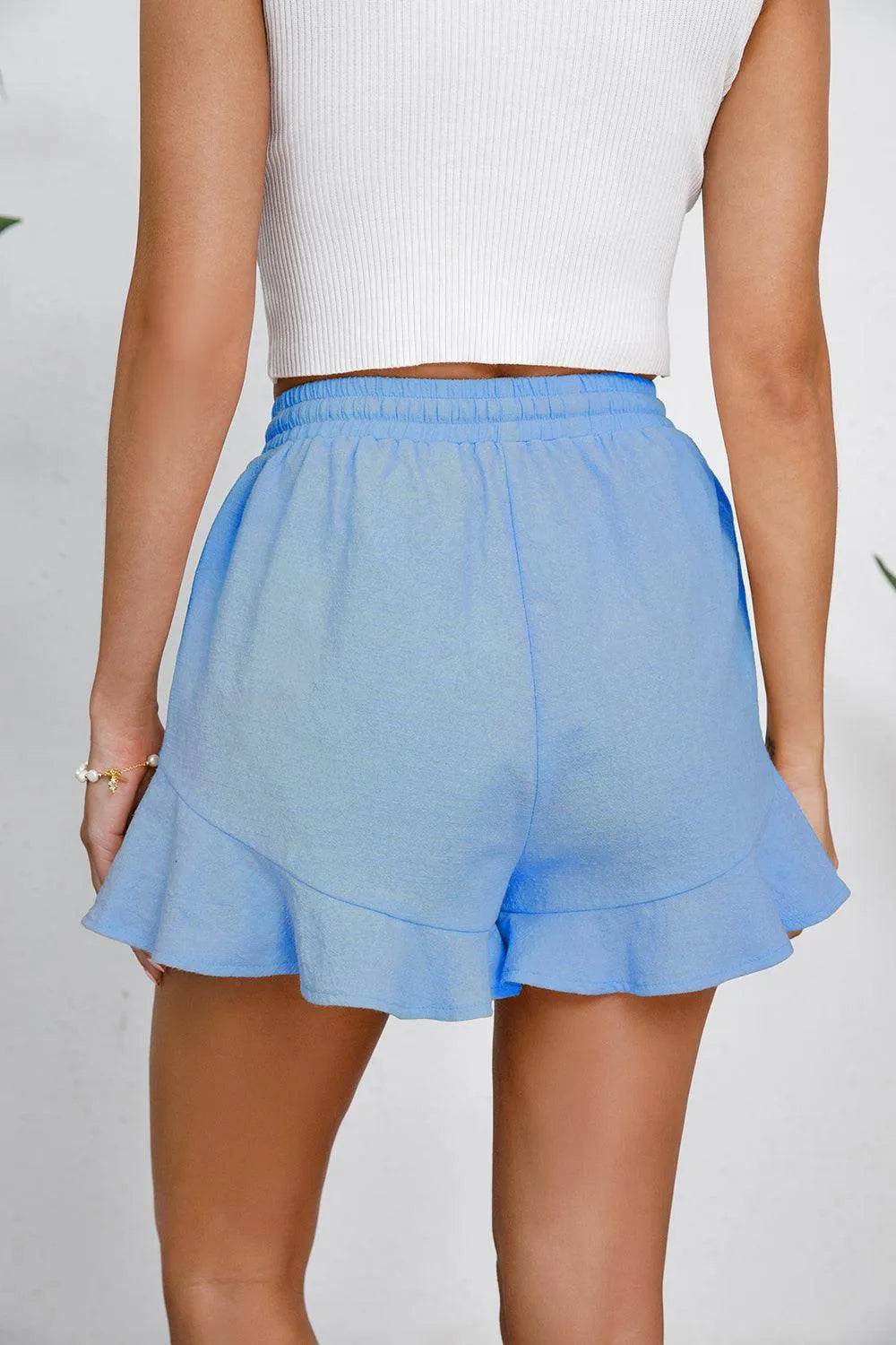 Bona Fide Fashion - Full Size Drawstring Ruffle Hem Shorts - Women Fashion - Bona Fide Fashion