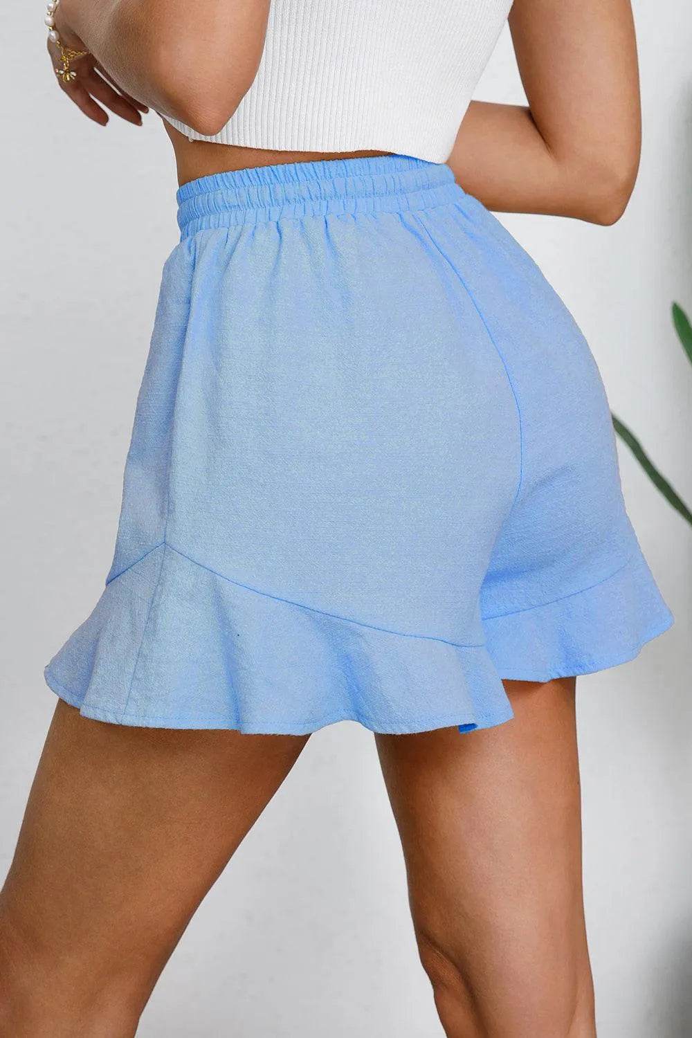 Bona Fide Fashion - Full Size Drawstring Ruffle Hem Shorts - Women Fashion - Bona Fide Fashion