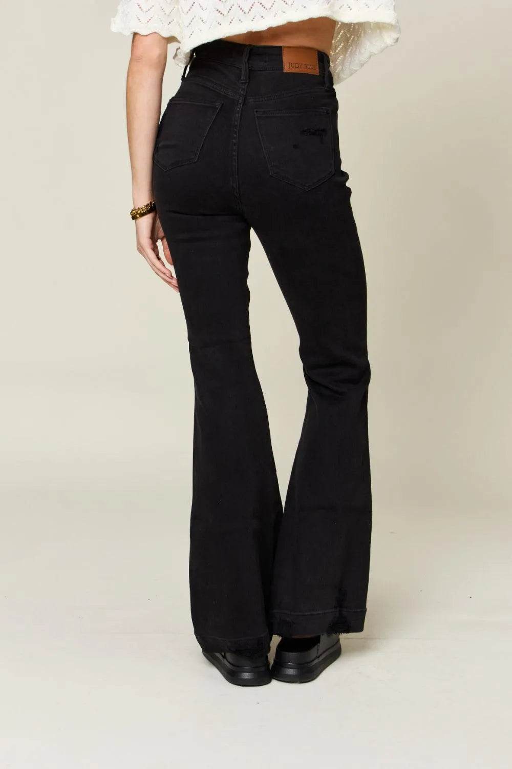 Bona Fide Fashion - Full Size High Waist Distressed Flare Jeans - Women Fashion - Bona Fide Fashion