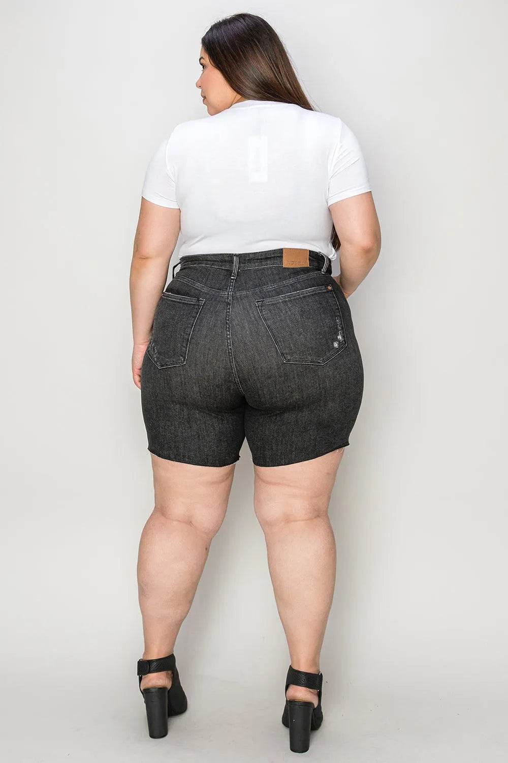 Bona Fide Fashion - Full Size High Waist Tummy Control Denim Shorts - Women Fashion - Bona Fide Fashion