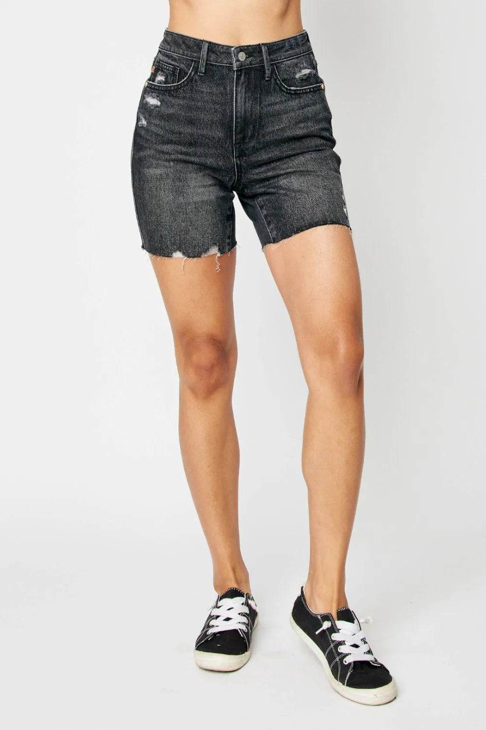 Bona Fide Fashion - Full Size High Waist Tummy Control Denim Shorts - Women Fashion - Bona Fide Fashion