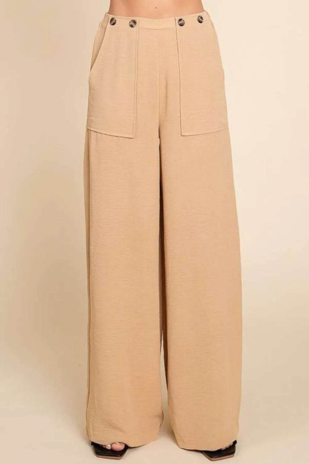 Bona Fide Fashion - Full Size High Waist Wide Leg Cargo Pants - Women Fashion - Bona Fide Fashion