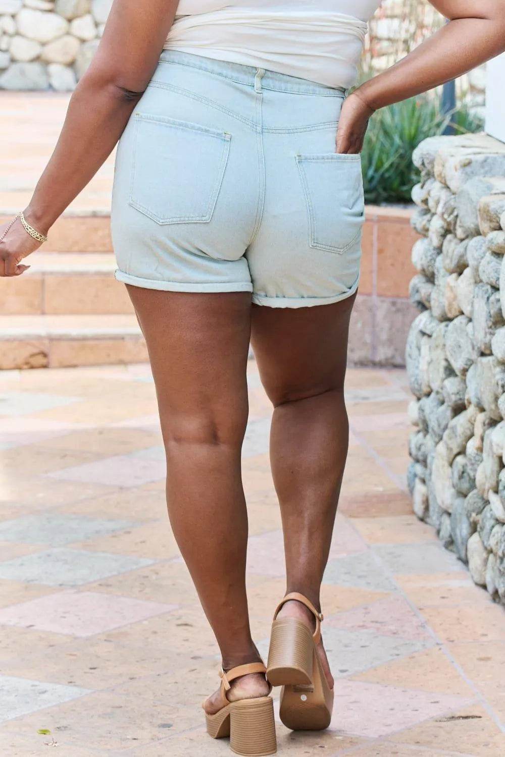 Bona Fide Fashion - Full Size High Waisted Denim Shorts - Women Fashion - Bona Fide Fashion