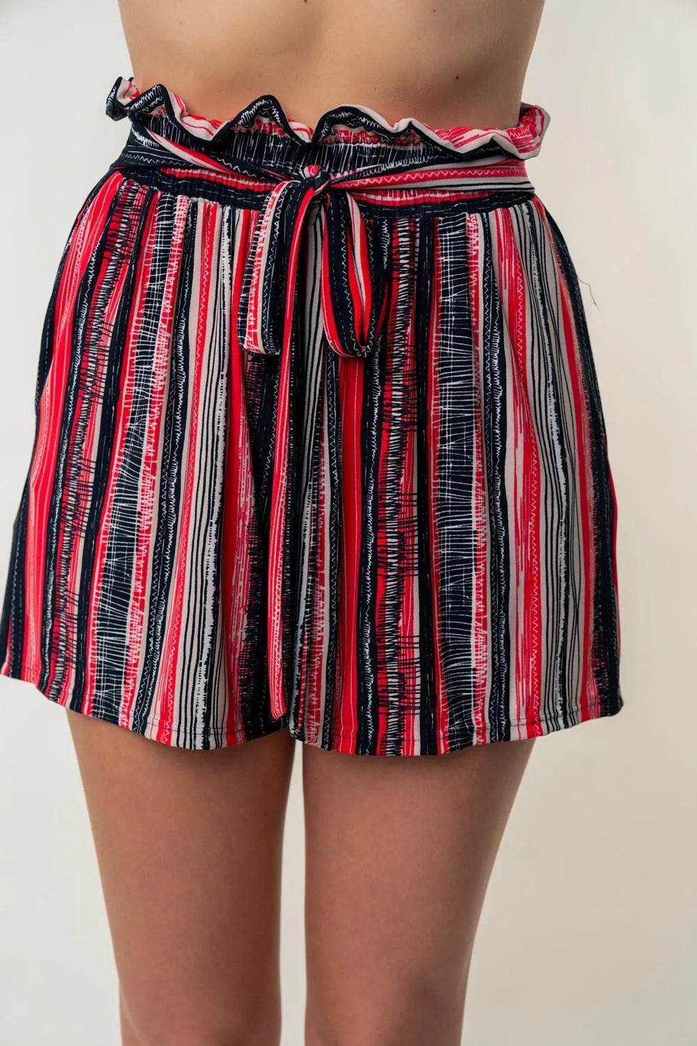 Bona Fide Fashion - Full Size High Waisted Striped Shorts - Women Fashion - Bona Fide Fashion