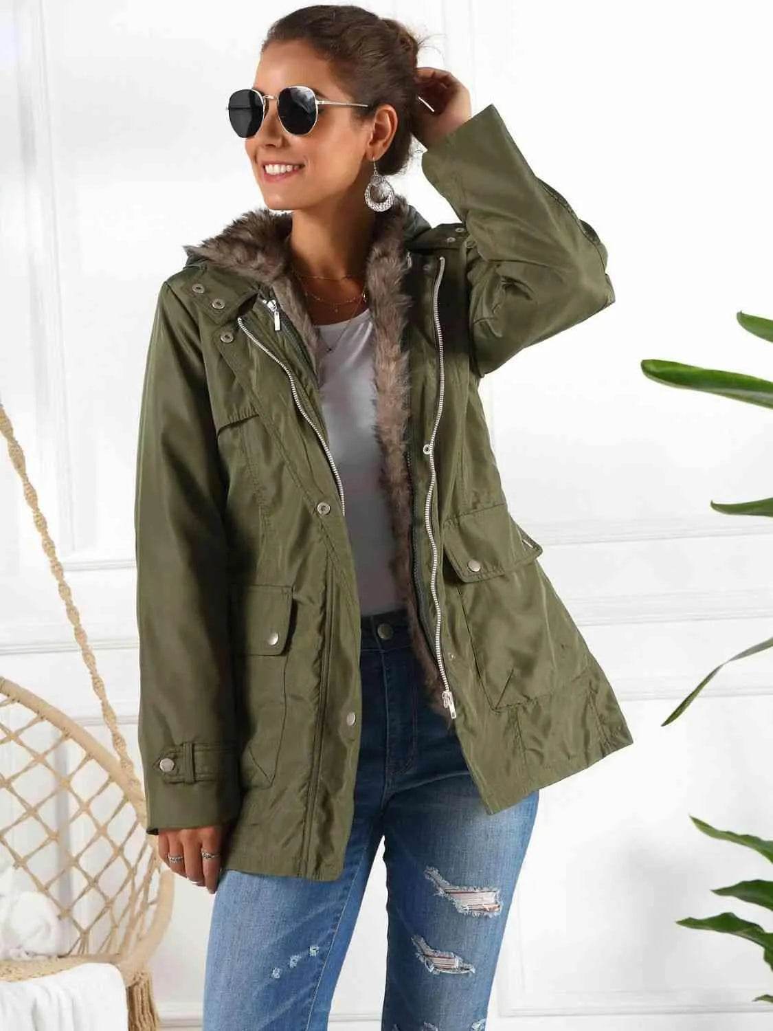 Bona Fide Fashion - Full Size Hooded Jacket with Detachable Liner (Three-Way Wear) - Women Fashion - Bona Fide Fashion