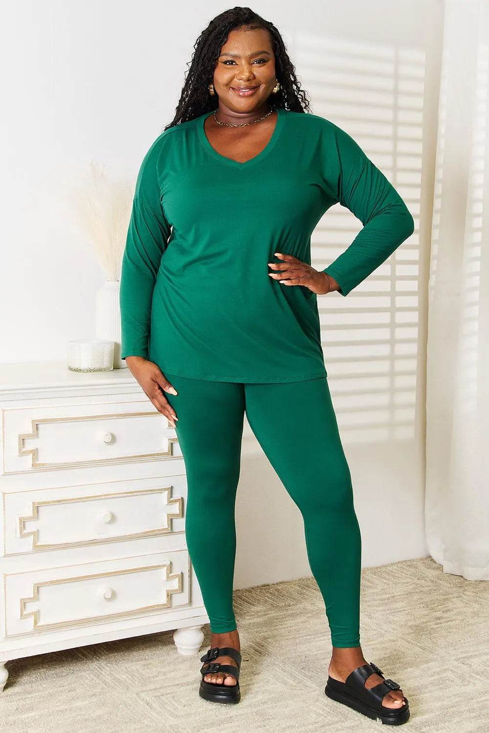 Bona Fide Fashion - Full Size Long Sleeve Top and Leggings Set - Women Fashion - Bona Fide Fashion