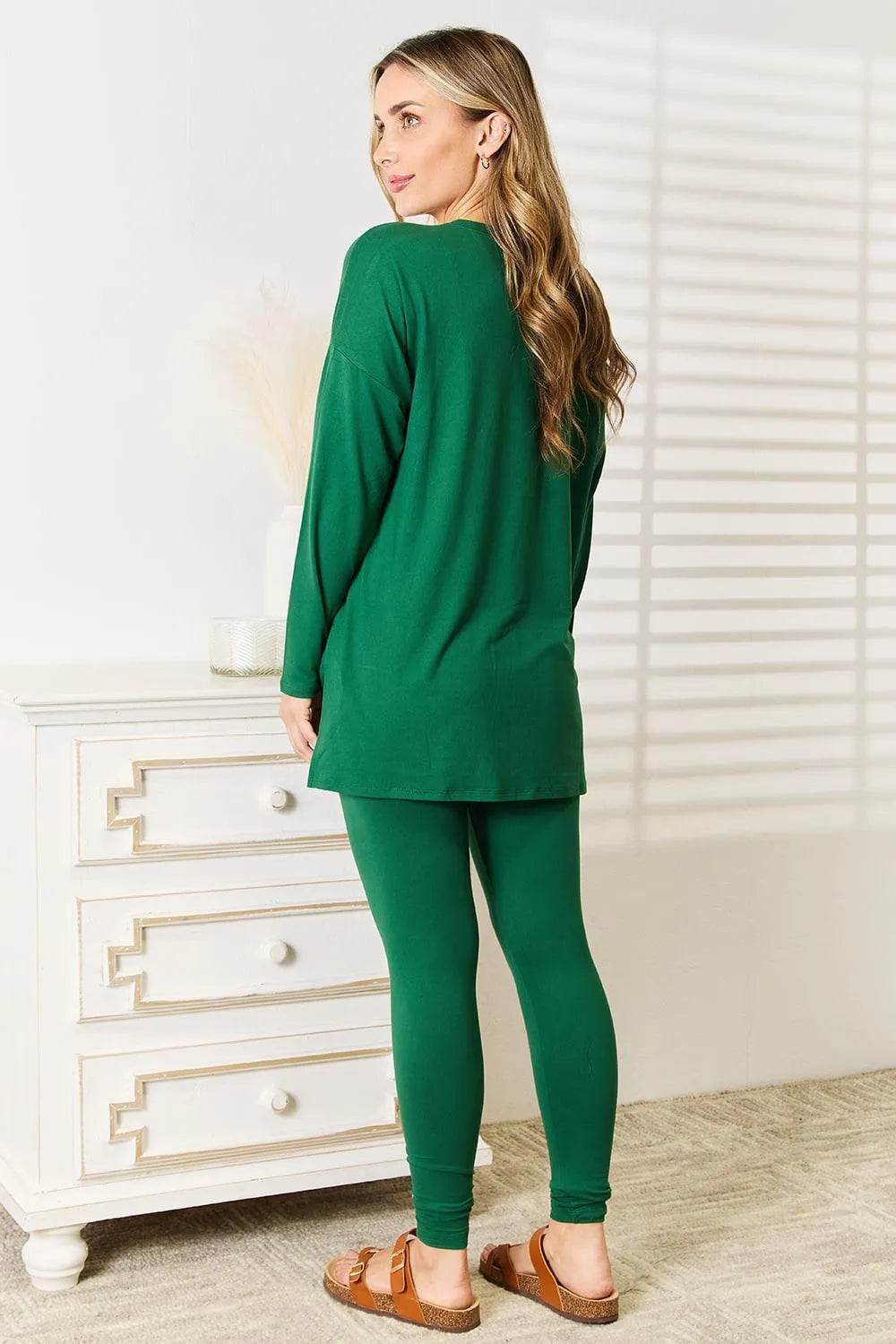 Bona Fide Fashion - Full Size Long Sleeve Top and Leggings Set - Women Fashion - Bona Fide Fashion