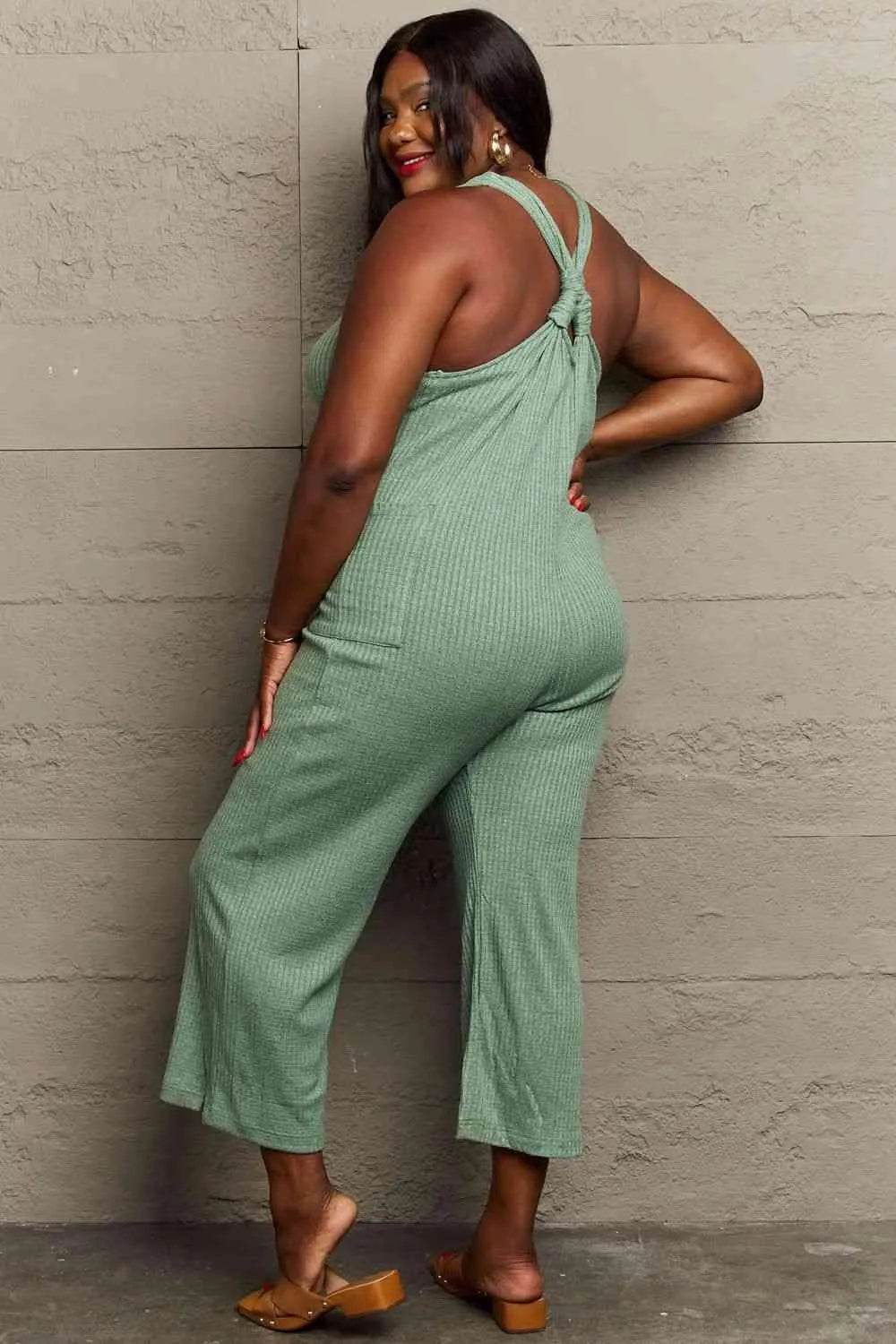Bona Fide Fashion - Full Size Rib Knit Jumpsuit - Women Fashion - Bona Fide Fashion