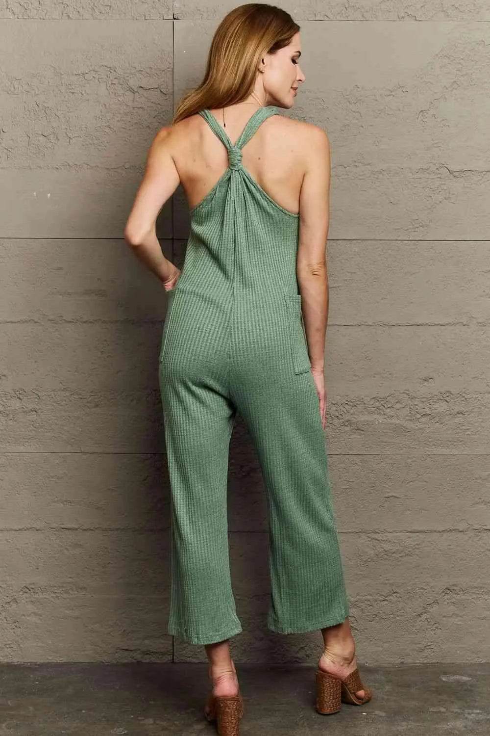 Bona Fide Fashion - Full Size Rib Knit Jumpsuit - Women Fashion - Bona Fide Fashion