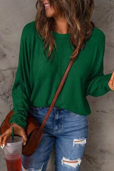 Bona Fide Fashion - Full Size Round Neck Long Sleeve T-Shirt - Women Fashion - Bona Fide Fashion