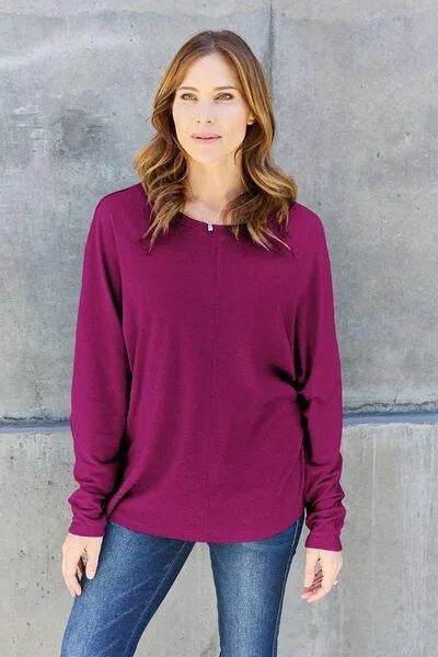 Bona Fide Fashion - Full Size Round Neck Long Sleeve T-Shirt - Women Fashion - Bona Fide Fashion