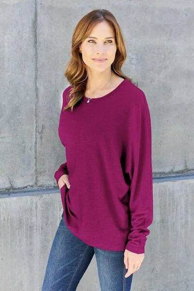 Bona Fide Fashion - Full Size Round Neck Long Sleeve T-Shirt - Women Fashion - Bona Fide Fashion