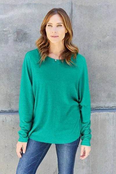 Bona Fide Fashion - Full Size Round Neck Long Sleeve T-Shirt - Women Fashion - Bona Fide Fashion