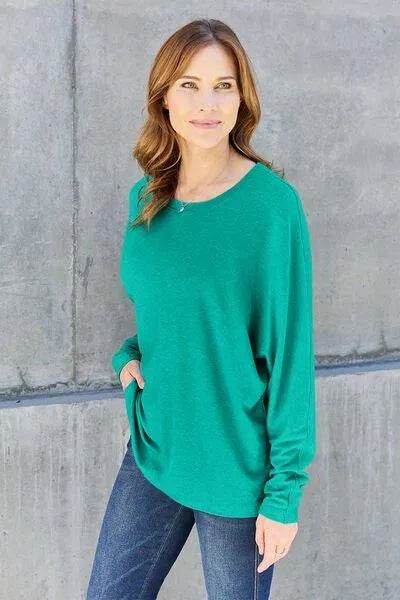 Bona Fide Fashion - Full Size Round Neck Long Sleeve T-Shirt - Women Fashion - Bona Fide Fashion