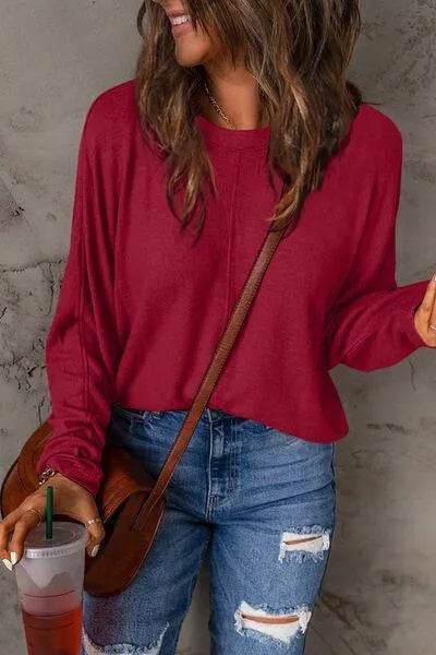 Bona Fide Fashion - Full Size Round Neck Long Sleeve T-Shirt - Women Fashion - Bona Fide Fashion