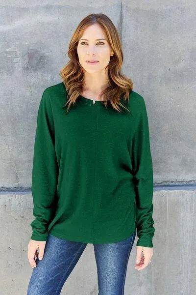 Bona Fide Fashion - Full Size Round Neck Long Sleeve T-Shirt - Women Fashion - Bona Fide Fashion