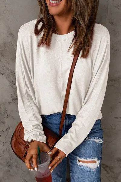 Bona Fide Fashion - Full Size Round Neck Long Sleeve T-Shirt - Women Fashion - Bona Fide Fashion